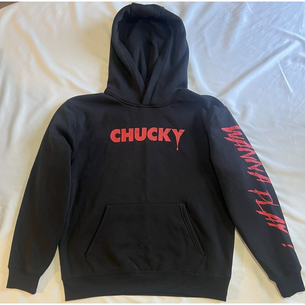 Chucky Sweatshirt Mens SZ M Horror Graphic Universal Studios Black Crewneck - Picture 2 of 5